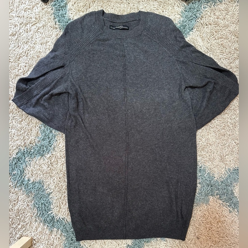 AllSaints Charcoal Gray Cashmere batwing Sweater, Sz 10